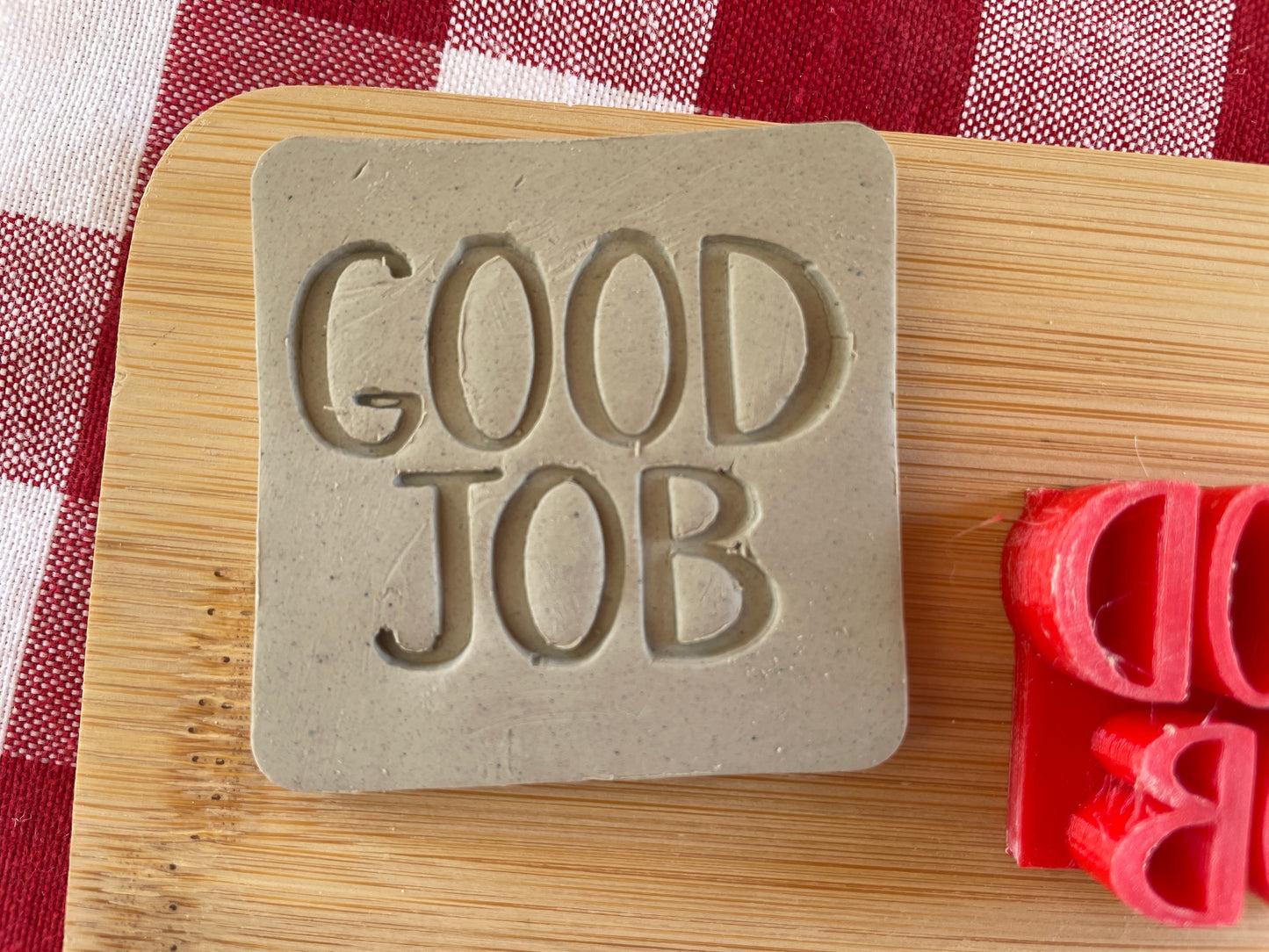 "Good Job" - Word Pottery Stamp - August 2025 - Back to School Themed Mystery Box, multiple sizes available