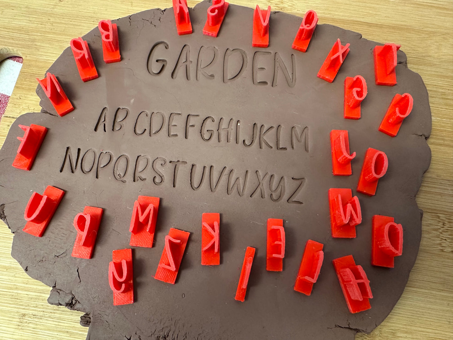 Alphabet Pottery Stamp Set - Garden Font, alphabet and/or numbers, matches Veggie stake words