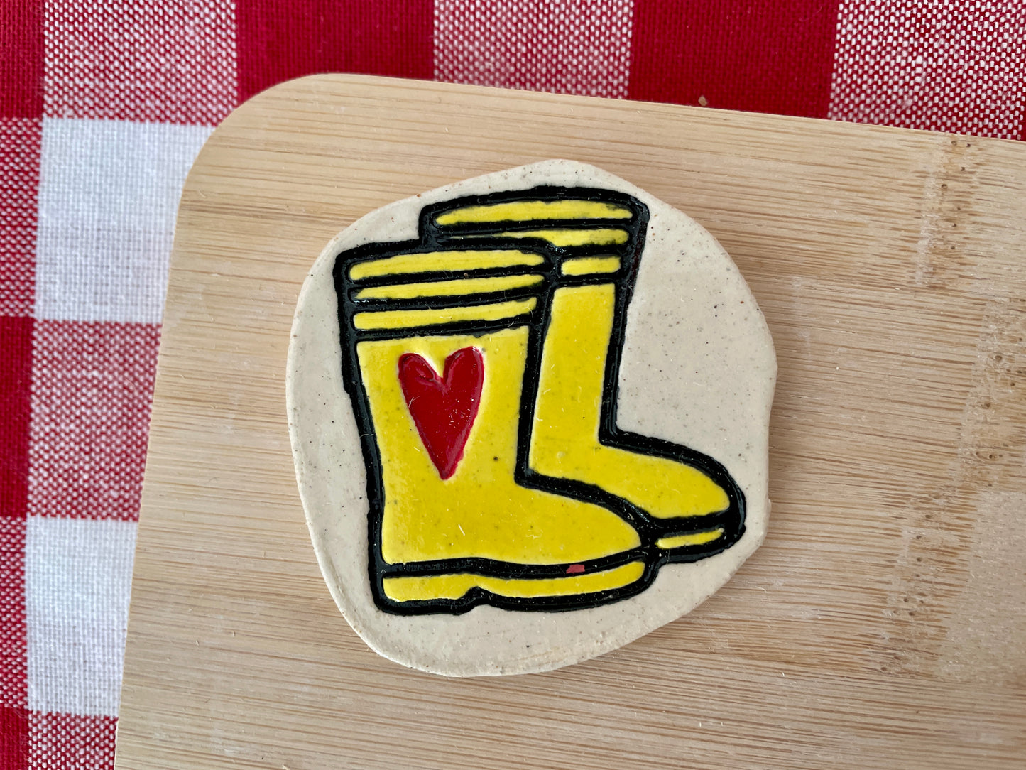 Rainboots Pottery Stamp - Spring themed February 2025 Mystery Box, multiple sizes available