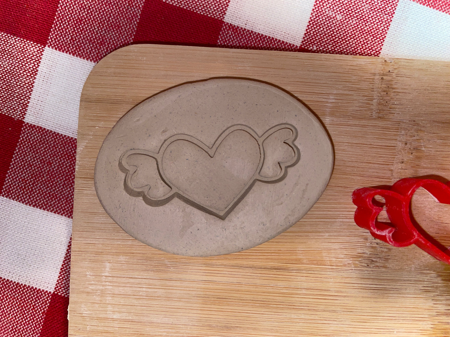 Heart with Wings Pottery Stamp - November 2025 - Hearts Themed Mystery Box, multiple sizes available