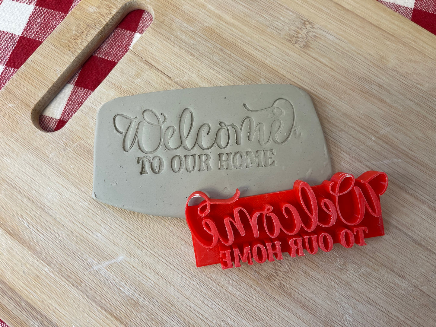 "Welcome" or "Welcome To Our Home" word stamp - Pottery Tool, plastic 3d printed, multiple sizes available
