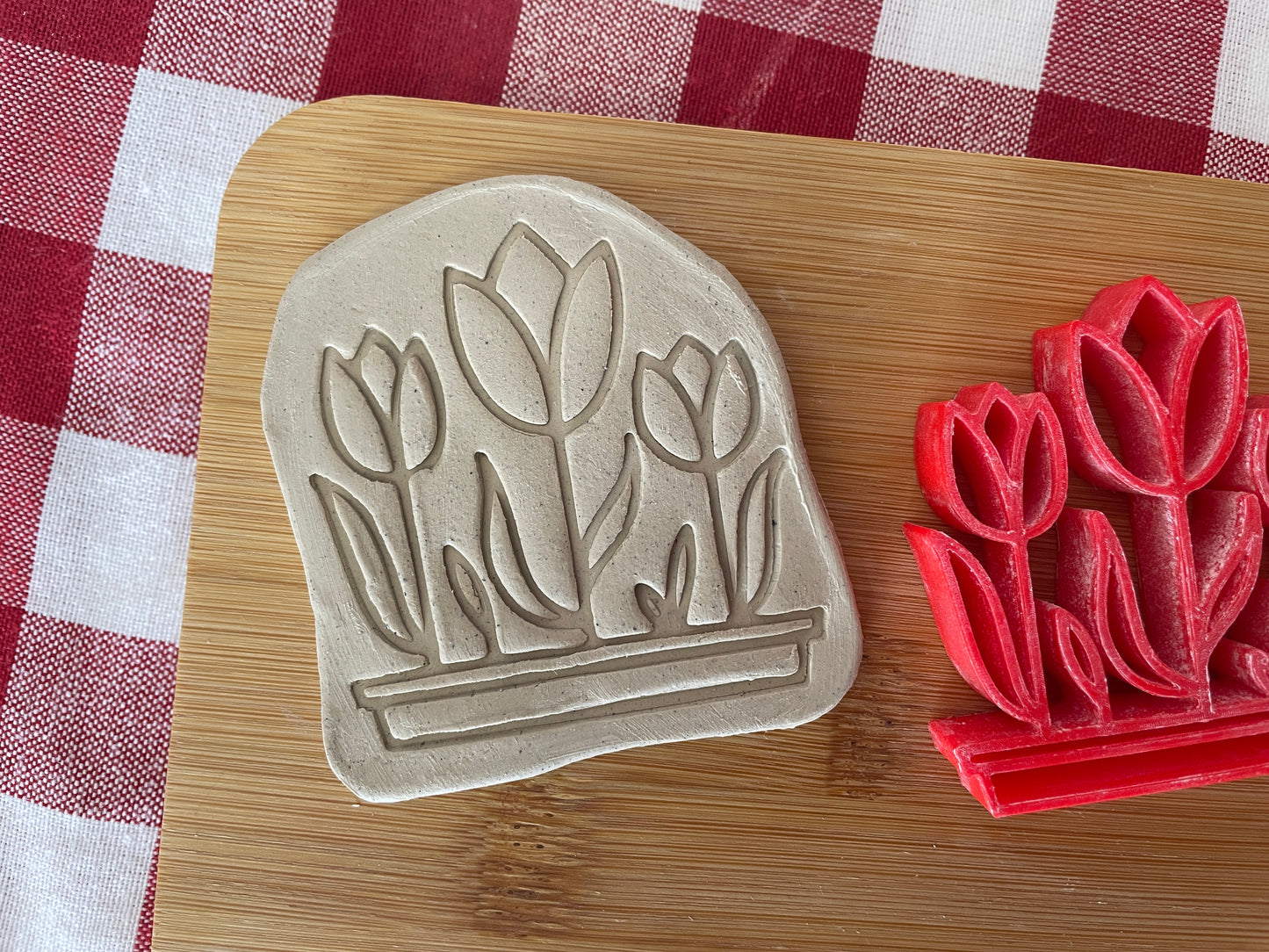 Tulips Pottery Stamp - February 2026 - Easter Themed Mystery Box, multiple sizes available