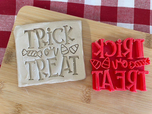 "TRICK or TREAT" - Pottery Word Stamp - May 2025 - Halloween II Themed Mystery Box, multiple sizes available