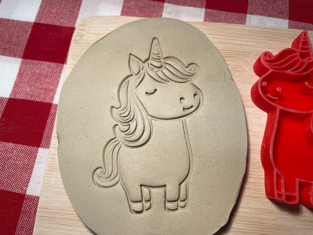 Cute Unicorn pottery stamp, from the May 2024 Girls themed mystery box - multiple sizes available, 3D printed