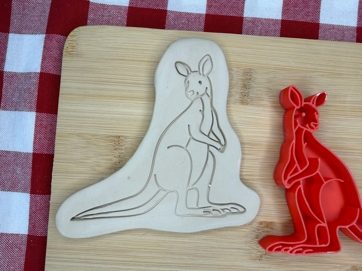Kangaroo Pottery Stamp with optional cookie cutter - May 2026 - Animals That I Haven't Yet Made Themed Mystery Box, multiple sizes available