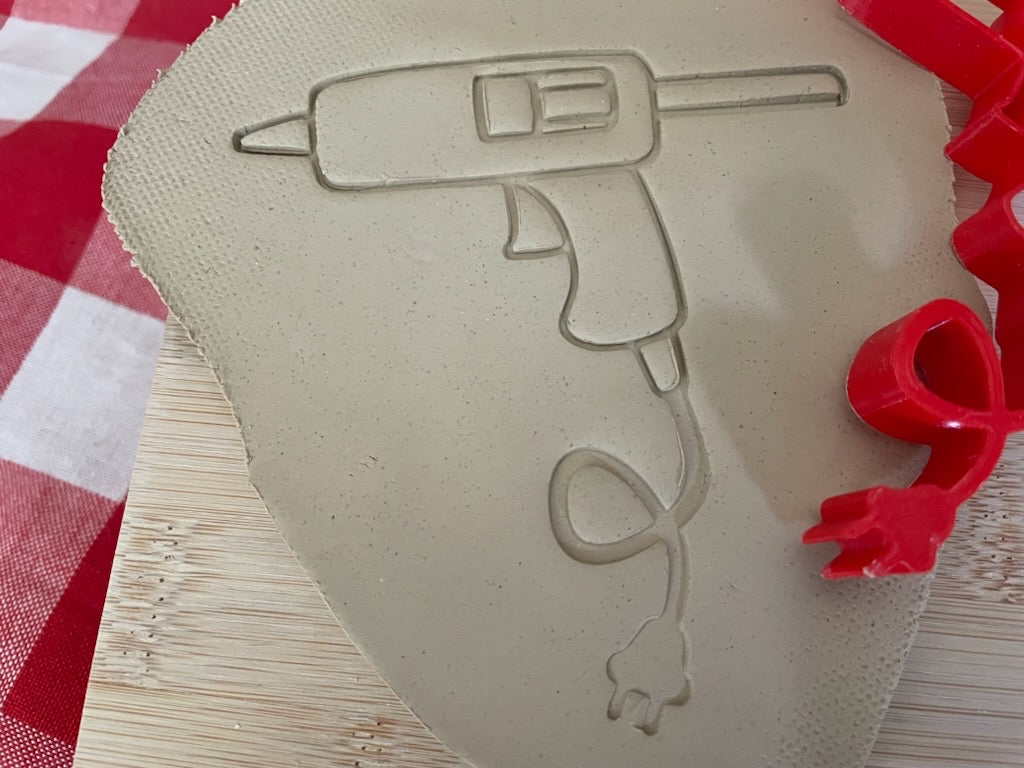 Glue Gun pottery stamp - November 2023 mystery box, multiple sizes available