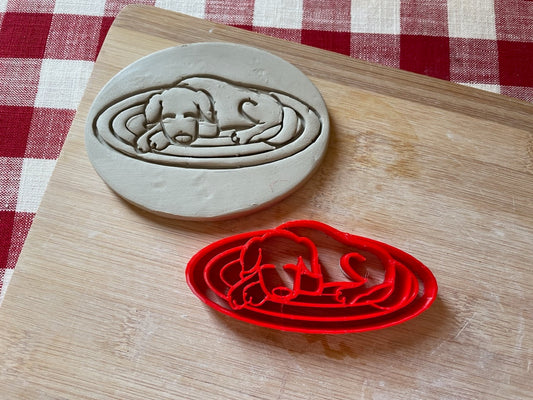 Dog on a Rug stamp - August 2023 mystery box, plastic 3D printed, multiple sizes available