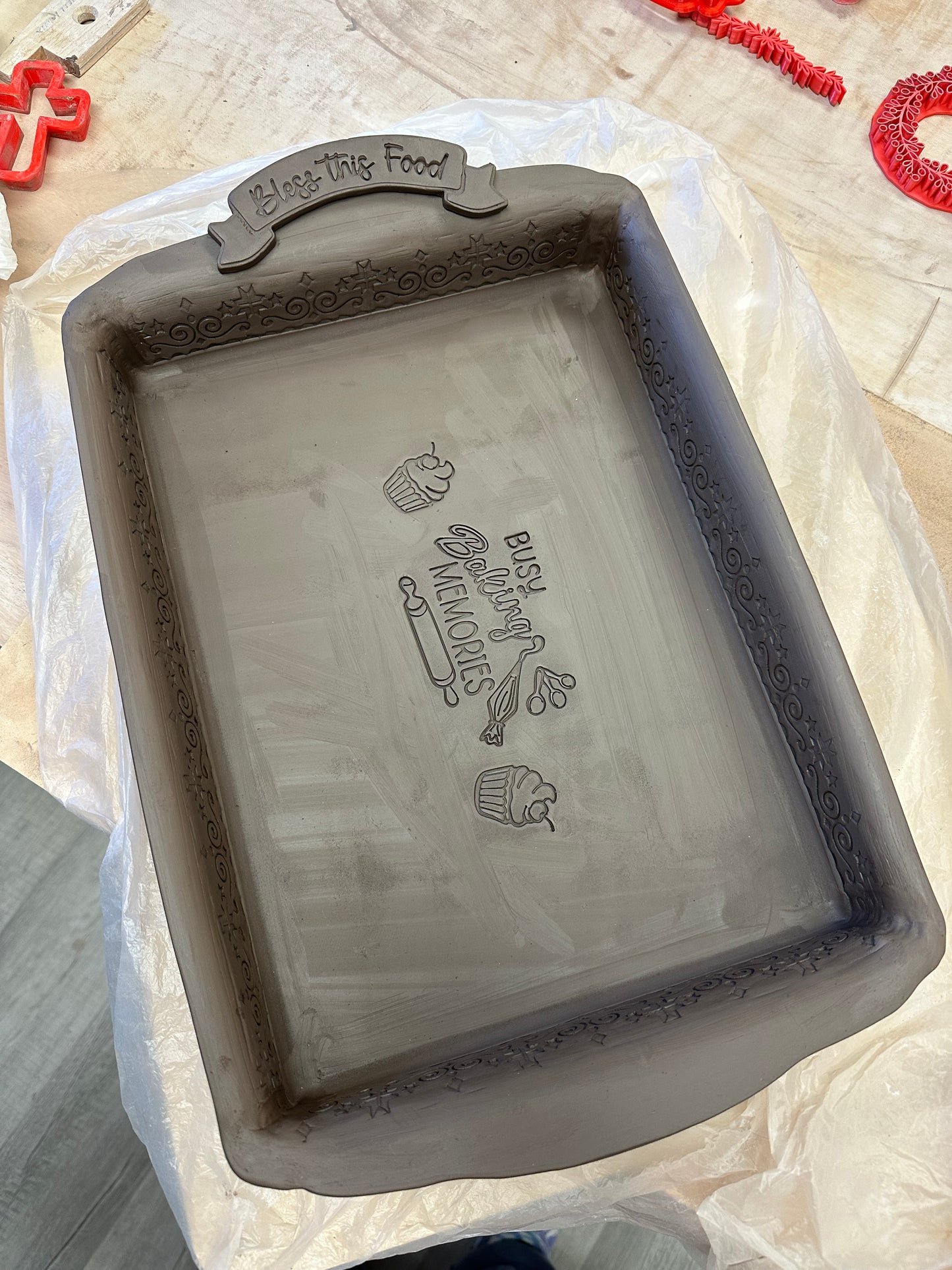 "Busy Baking Memories" word stamp - December 2023 mystery box, plastic 3d printed, multiple sizes available