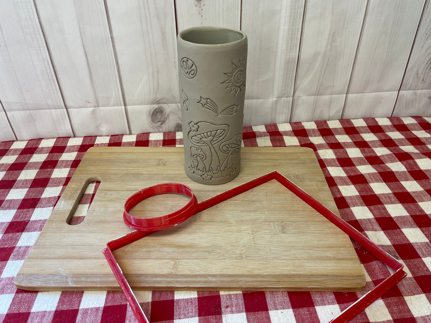 Straight Wall Mug, Cup, Tumbler, Vase Template with Base Clay cutters - 3.375" base with 4 different sized wall height options