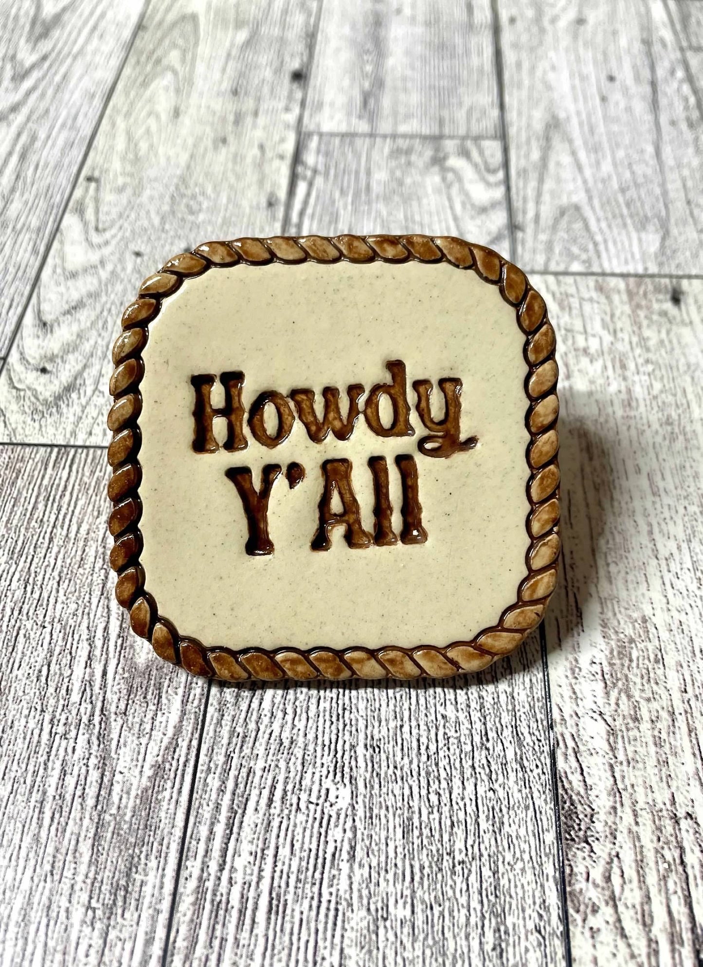 "Howdy Y'All" - Word Pottery Stamp - September 2025 - Country Western Themed Mystery Box, multiple sizes available