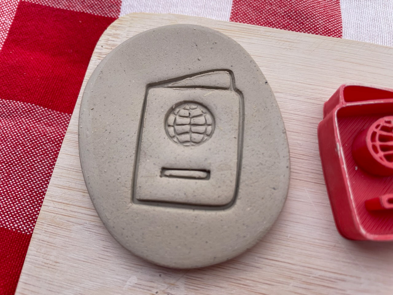 Passport pottery stamp, from the March 2024 Travel mystery box, multiple sizes available