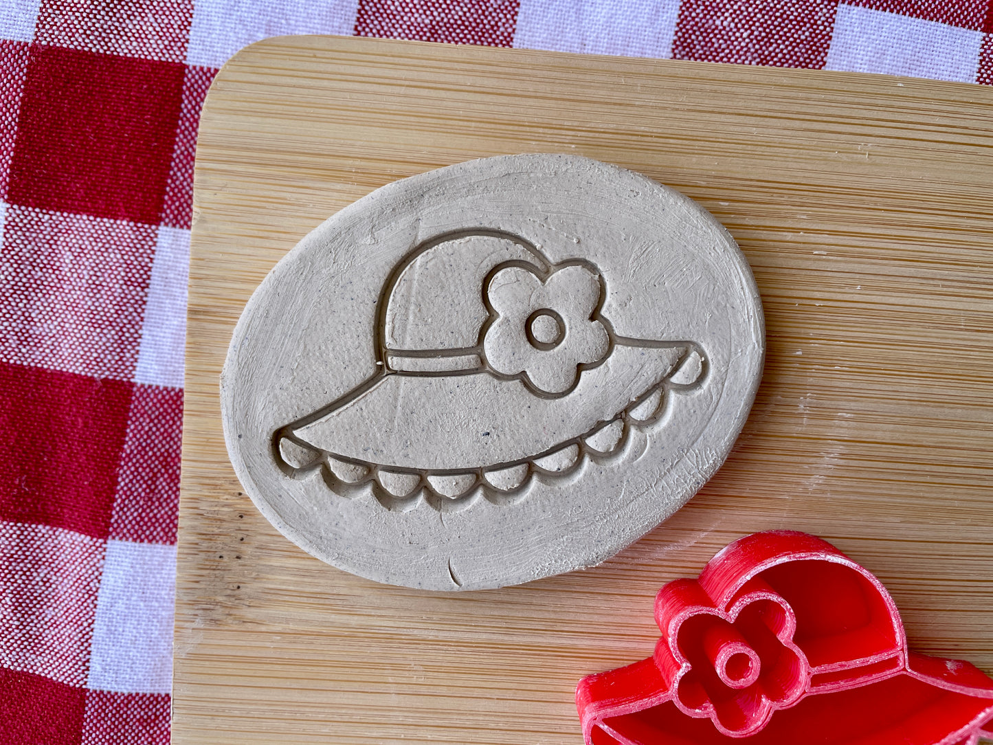 Beach Hat with Flower Pottery Stamp - April 2026 - Beach Themed Mystery Box, multiple sizes available