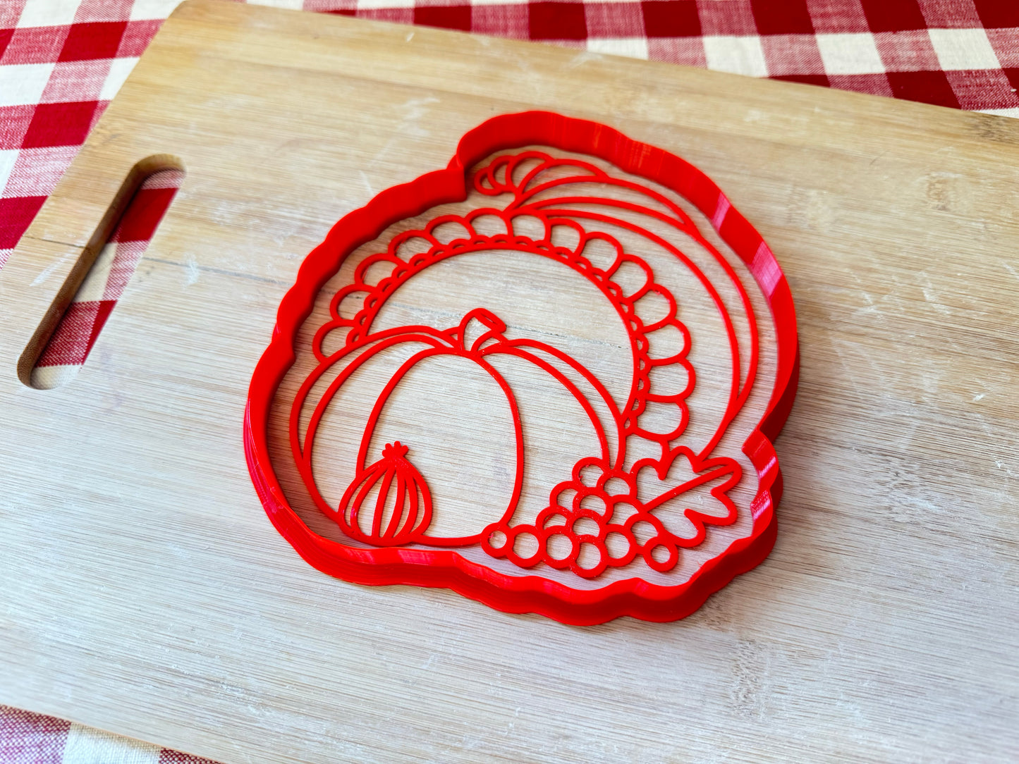 Cornucopia Design, Pottery Stamp or Stencil w/ optional cutter - plastic 3d printed, multiple sizes