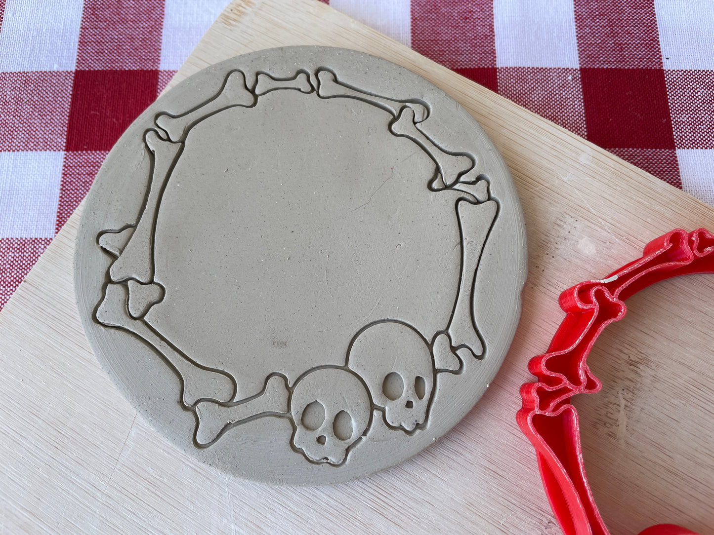 Bone Circle Frame with Skull Heads stamp - August 2024 mystery box Halloween, multiple sizes available