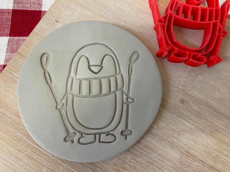 Pottery Stamp, Cute Winter Penguin design - September 2023 mystery box, multiple sizes available