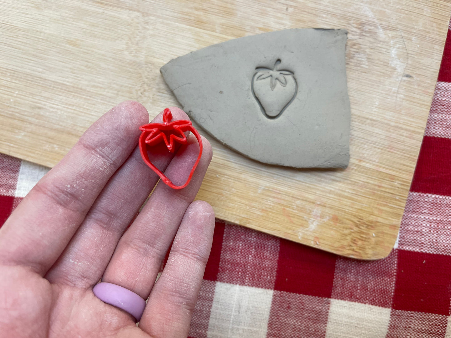 Strawberry Mini Pottery Stamp - August 2023 stamp of the month, multiple sizes
