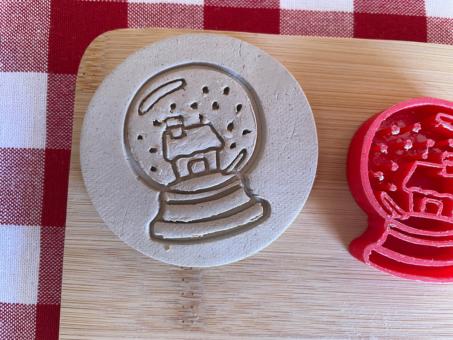 Snow Globe - Pottery Stamp - July 2025 - Christmas in July Themed Mystery Box, multiple sizes available