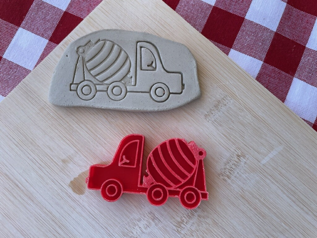 Concrete mixing truck pottery stamp, from the April 2024 Boys themed mystery box - multiple sizes available, 3D printed