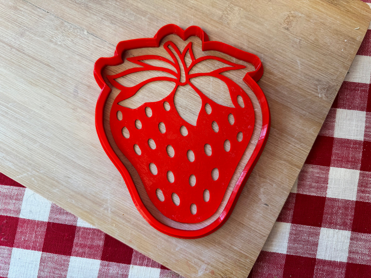 Strawberry Design, Pottery Stamp or Stencil w/ optional cutter, multiple sizes