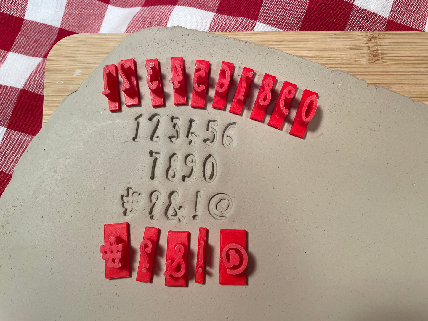 Alphabet Pottery Stamp Set - Taffy Font, alphabet and/or numbers