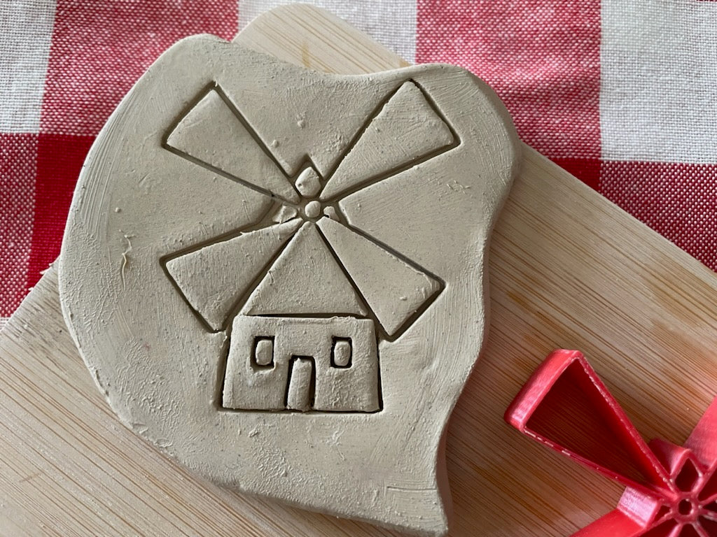 Windmill stamp, from the January 2024 mystery box - multiple sizes available, plastic pottery stamp, 3D printed