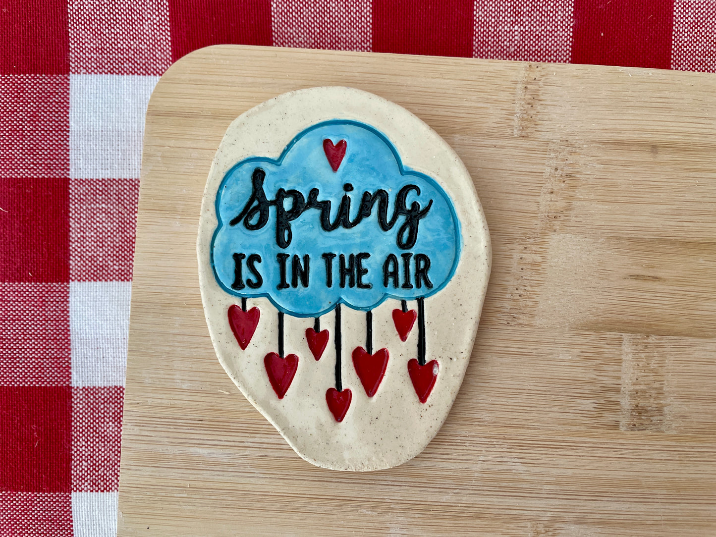 Rain Cloud "Spring is in the Air" Word Pottery Stamp - Spring themed February 2025 Mystery Box, multiple sizes available