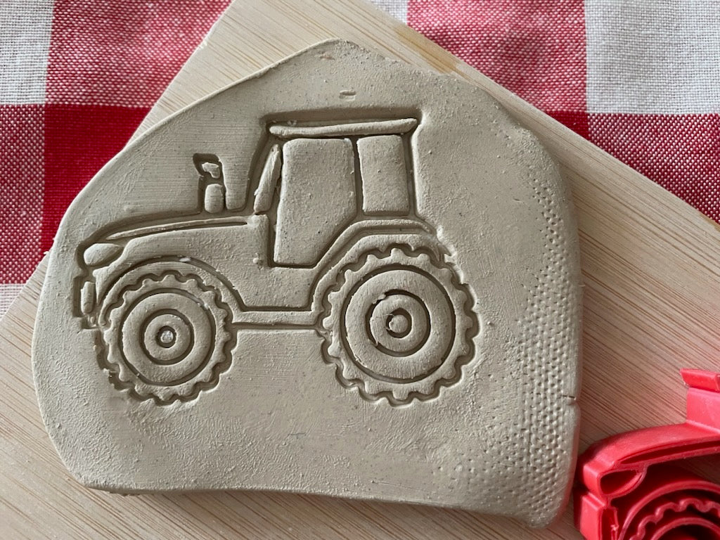 Tractor stamp, from the January 2024 mystery box - multiple sizes available, plastic pottery stamp, 3D printed