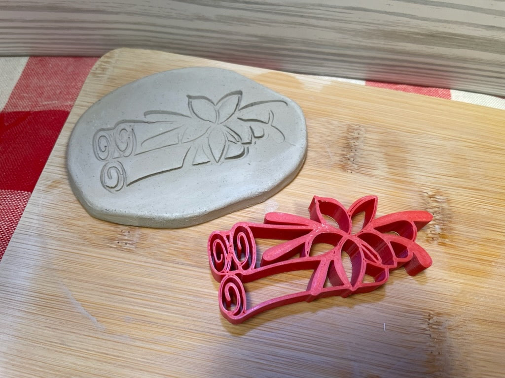 Cinnamon sticks and vanilla pottery stamp - December 2023 mystery box, plastic 3d printed, multiple sizes available