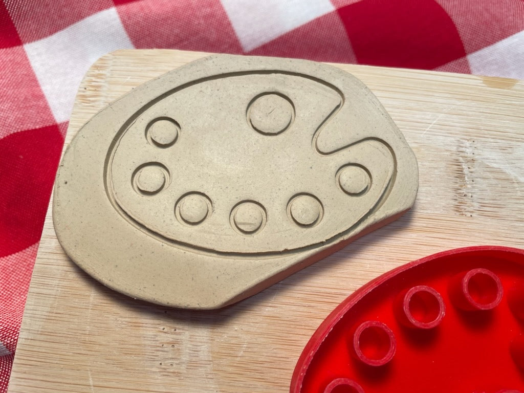 Paint pallet pottery stamp - November 2023 mystery box, multiple sizes available