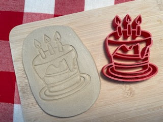Birthday cake pottery stamp - from the February 2024 mystery box, multiple sizes available