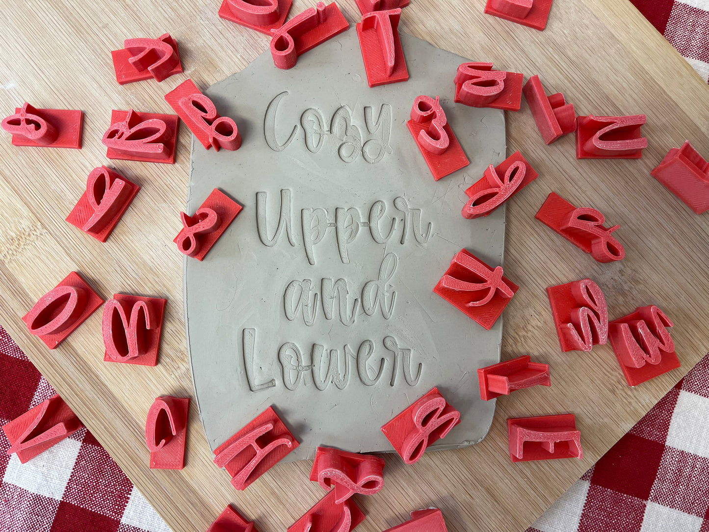Alphabet Pottery Stamp Set - Cozy Font Cursive Upper and Lower case