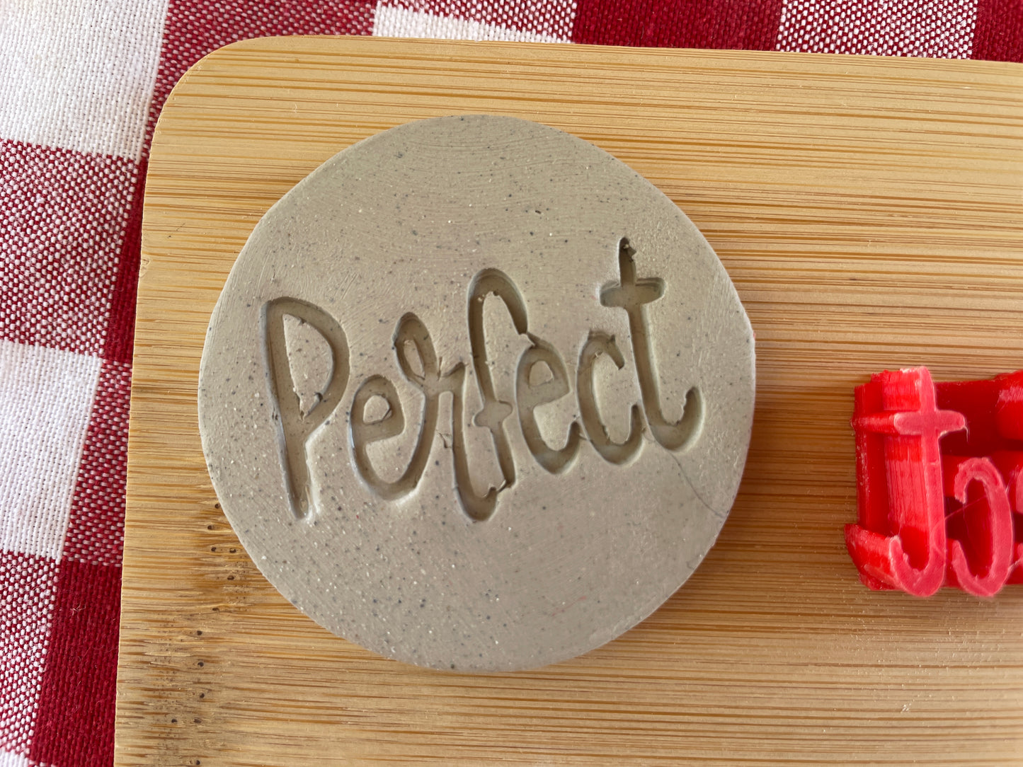 "Perfect" - Word Pottery Stamp - August 2025 - Back to School Themed Mystery Box, multiple sizes available