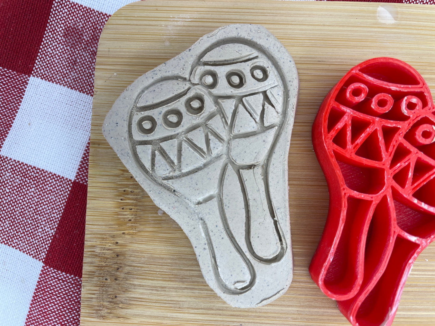 Maracas Pottery Stamp - Fiesta Party themed April 2025 Mystery Box, multiple sizes available