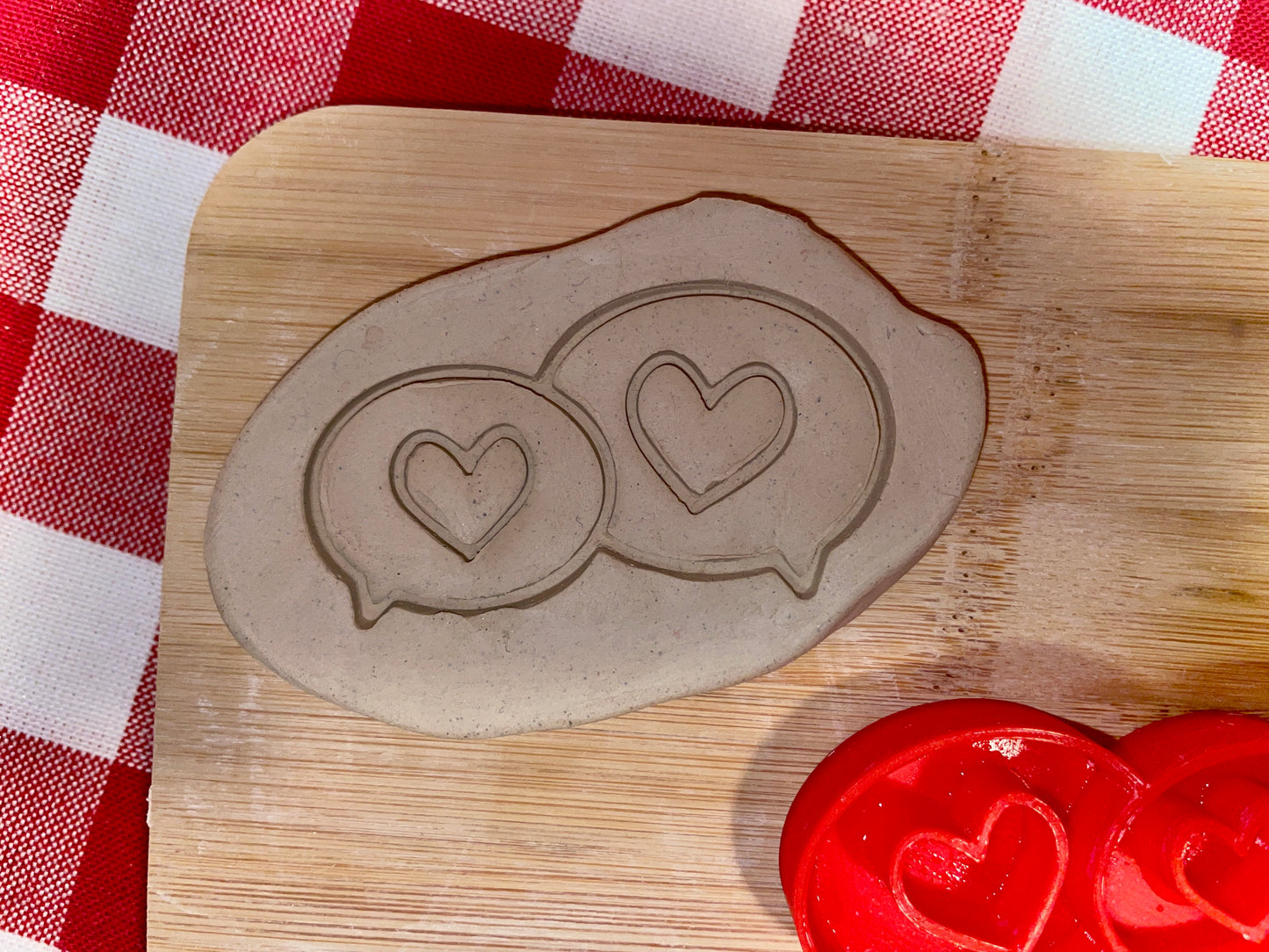 Talk / Text Bubbles Heart Emoji Pottery Stamp - November 2025 - Hearts Themed Mystery Box, multiple sizes available