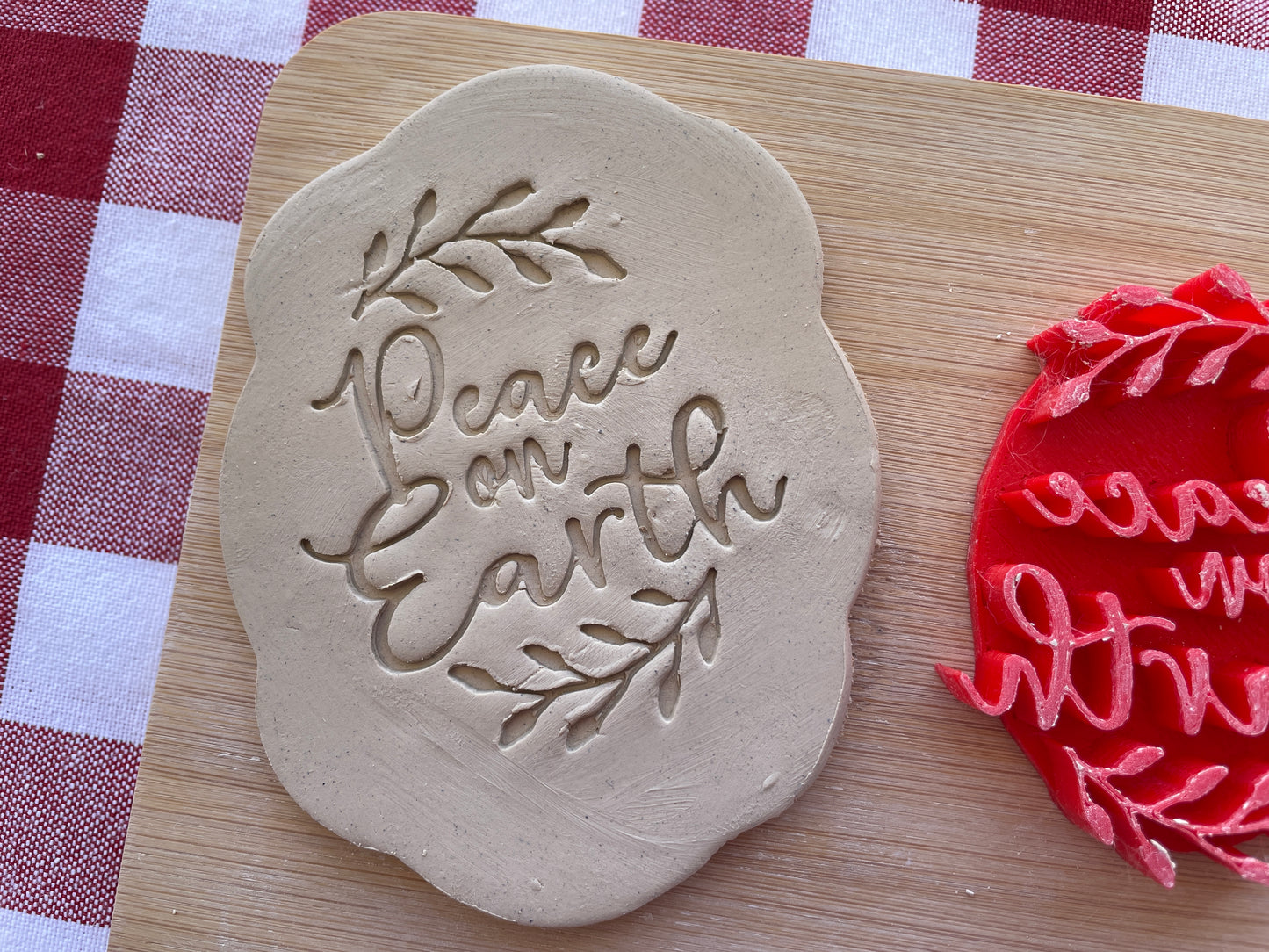 "Peace on Earth" Pottery Word Stamp - Earth themed March 2025 Mystery Box, multiple sizes available