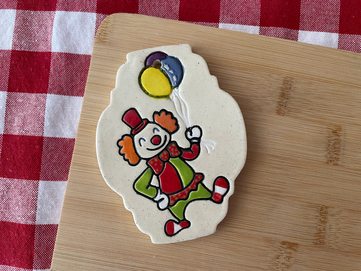Clown w/ balloons - Pottery Stamp - June 2025 - Circus Themed Mystery Box, multiple sizes available