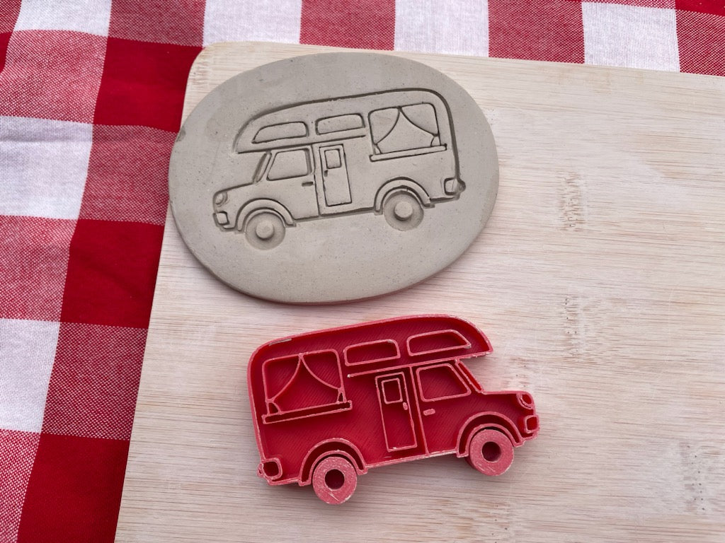 Camper RV stamp, from the March 2024 Travel mystery box - plastic 3D printed, multiple sizes
