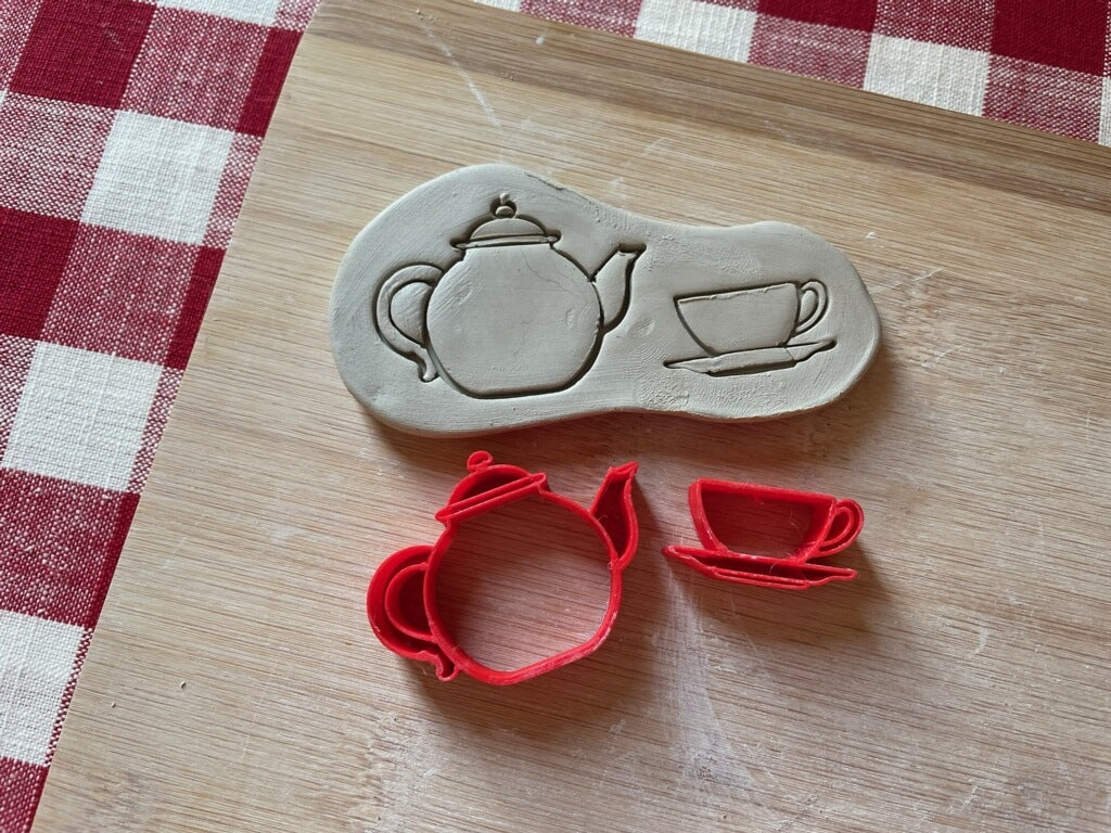 Pottery Stamp, Teacup and Teapot Design - August 2023  Mystery Box, sold as set or each, multiple sizes