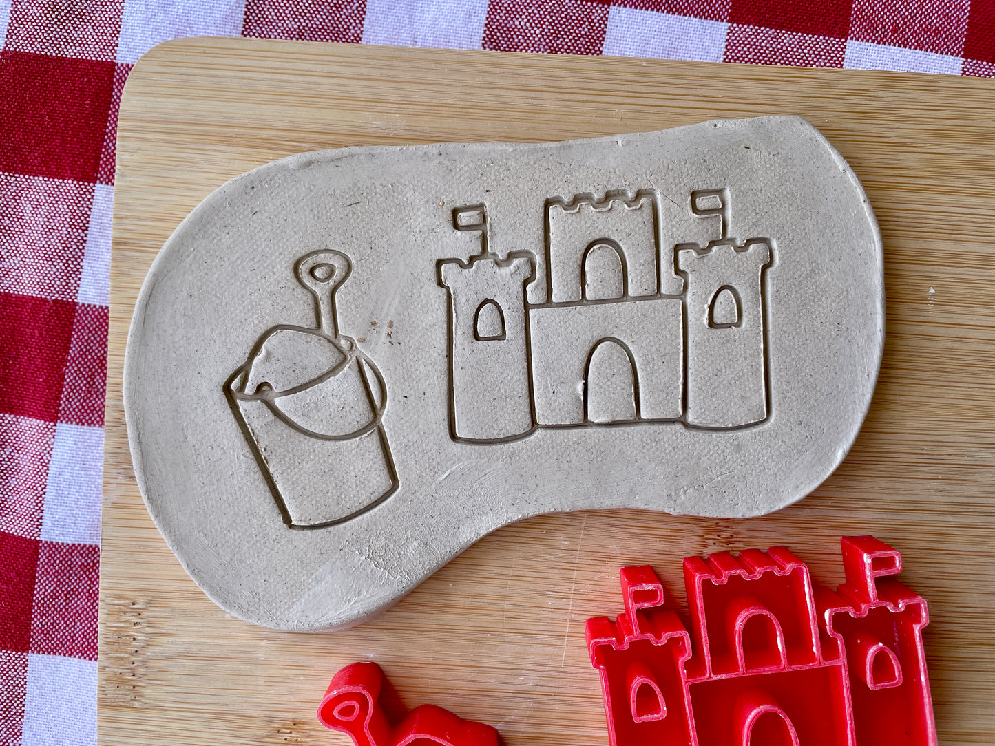 Bucket and Sand Castle Pottery Stamps - April 2026 - Beach Themed Mystery Box, multiple sizes available, each or set