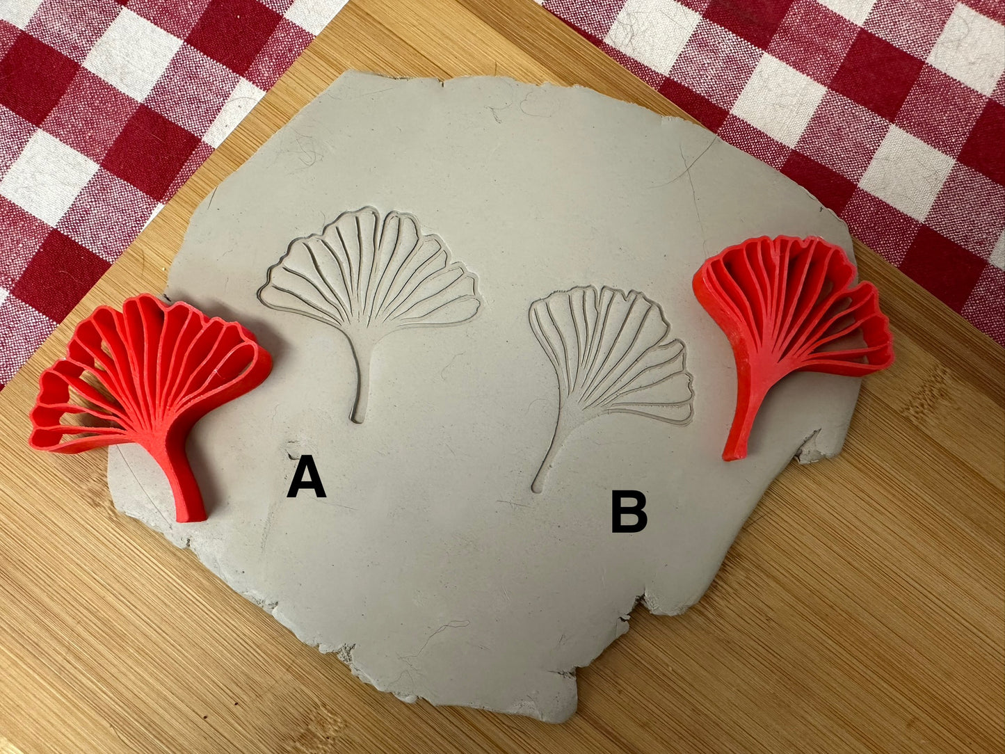 Ginkgo leaf Stamp, 2 designs - plastic 3D printed, sold as set or each