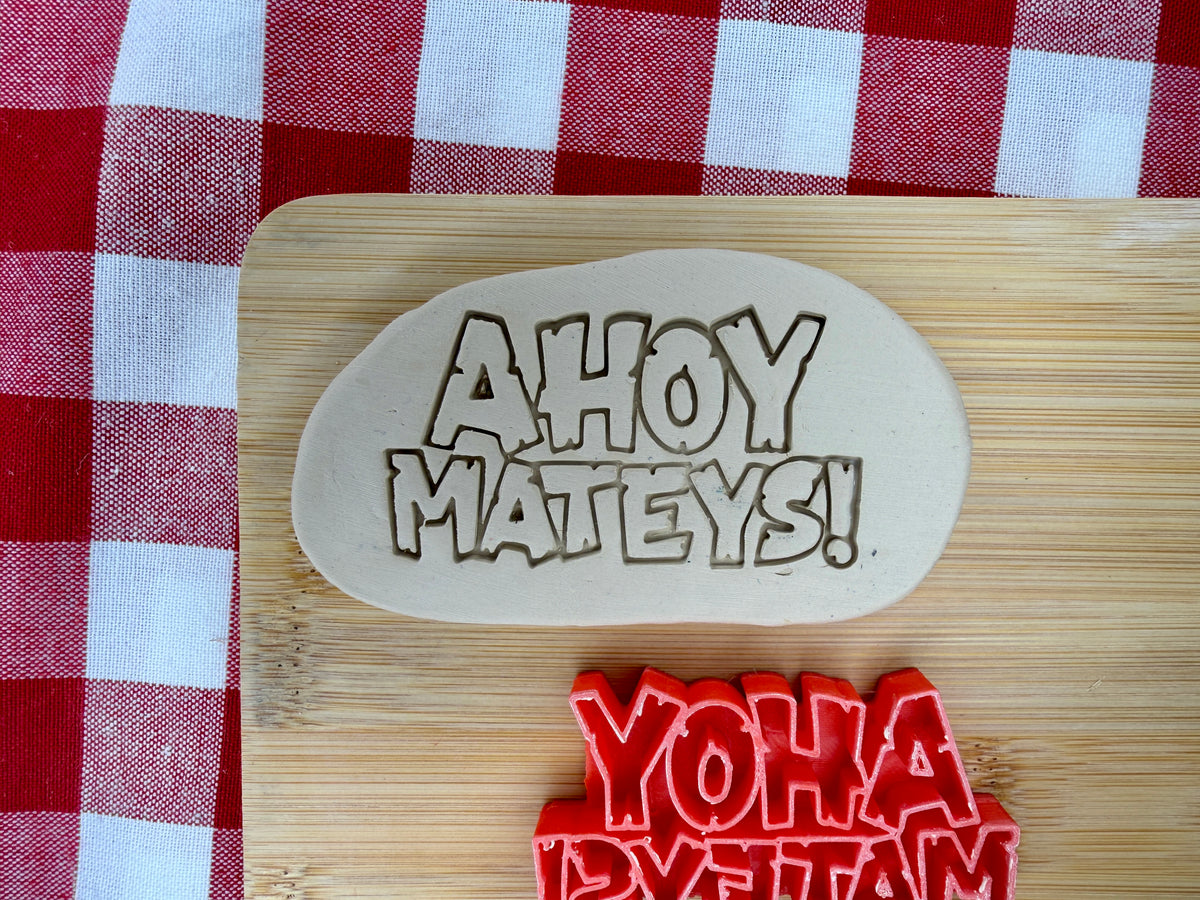 "AHOY MATEYS!" - Word Pottery Stamp - August 2026 - Pirate Themed Mystery Box, multiple sizes available
