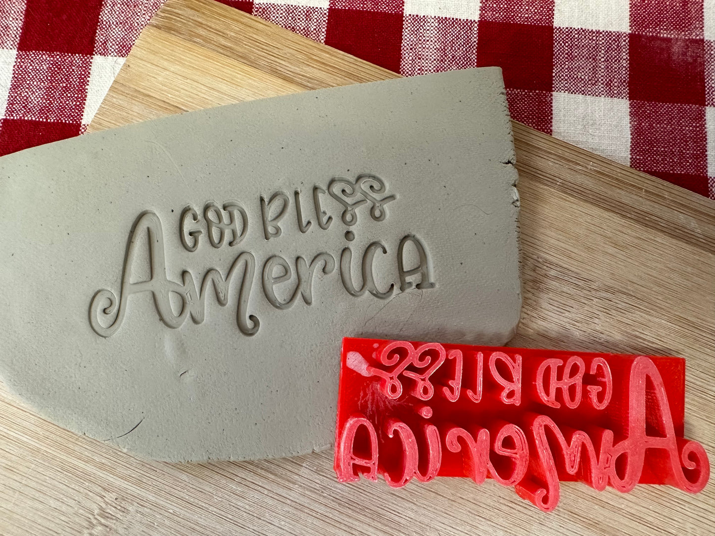 "God Bless America" Word Stamp - Plastic 3D printed, multiple sizes available