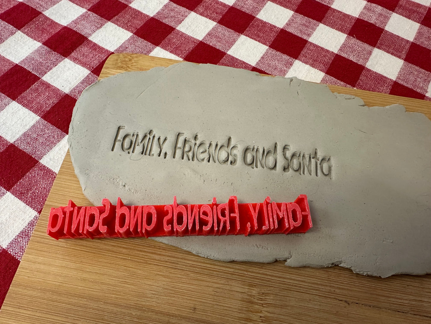 ( Welcome ) "Family, Friends and Santa" word stamp, Add on stamp for Welcome sign - Pottery Tool, plastic 3d printed, multiple sizes available