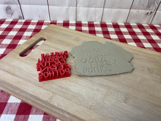 House Plant Garden Stake Words Pottery Stamps - Aloe Vera, Succulent, Monstera, etc, 3D Printed, each