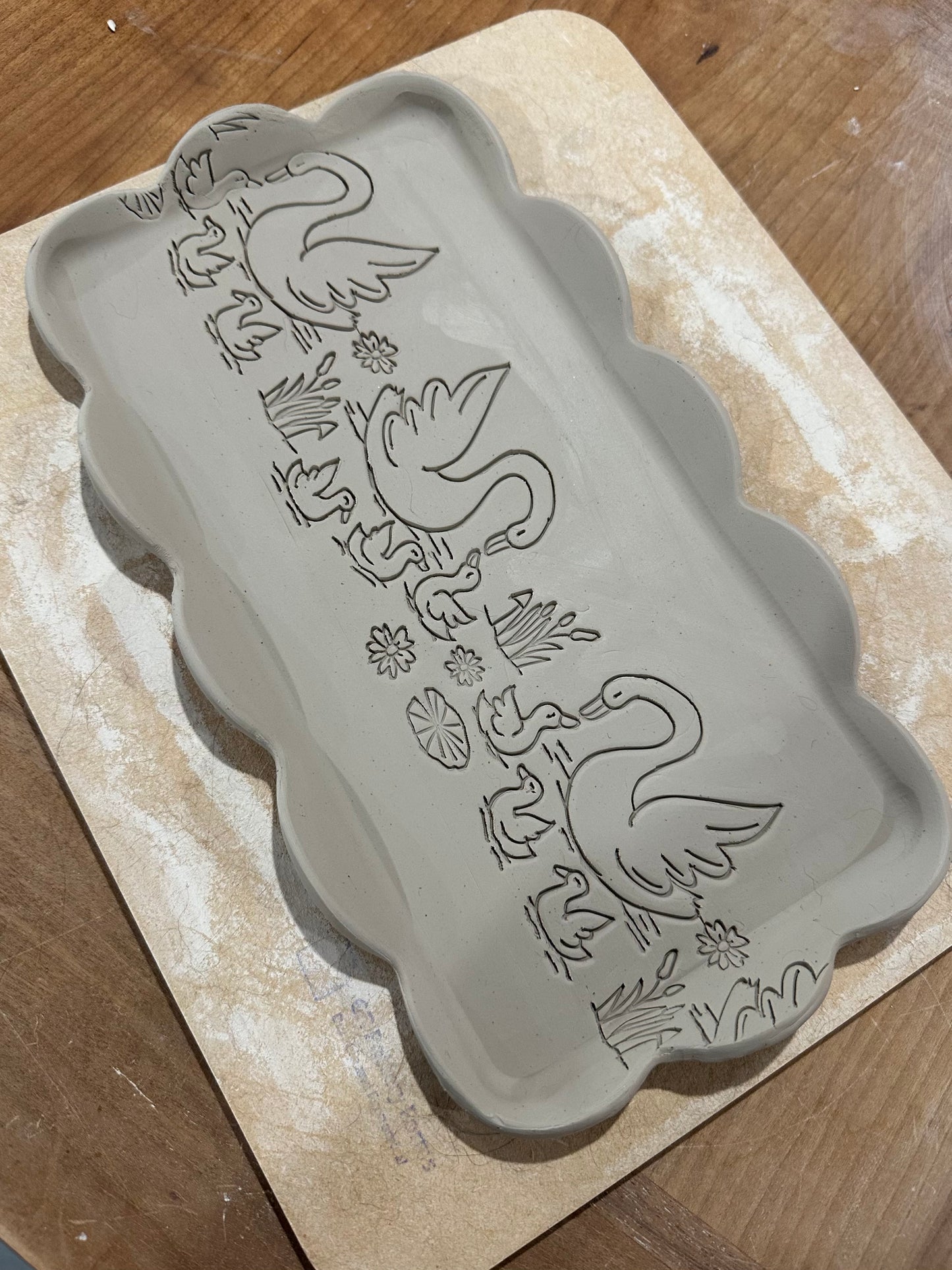 Swan Pottery Roller - May 2026 Animals That I Haven't Yet Made Themed Mystery Box - Border Design, Repeating pattern, Plastic 3d printed