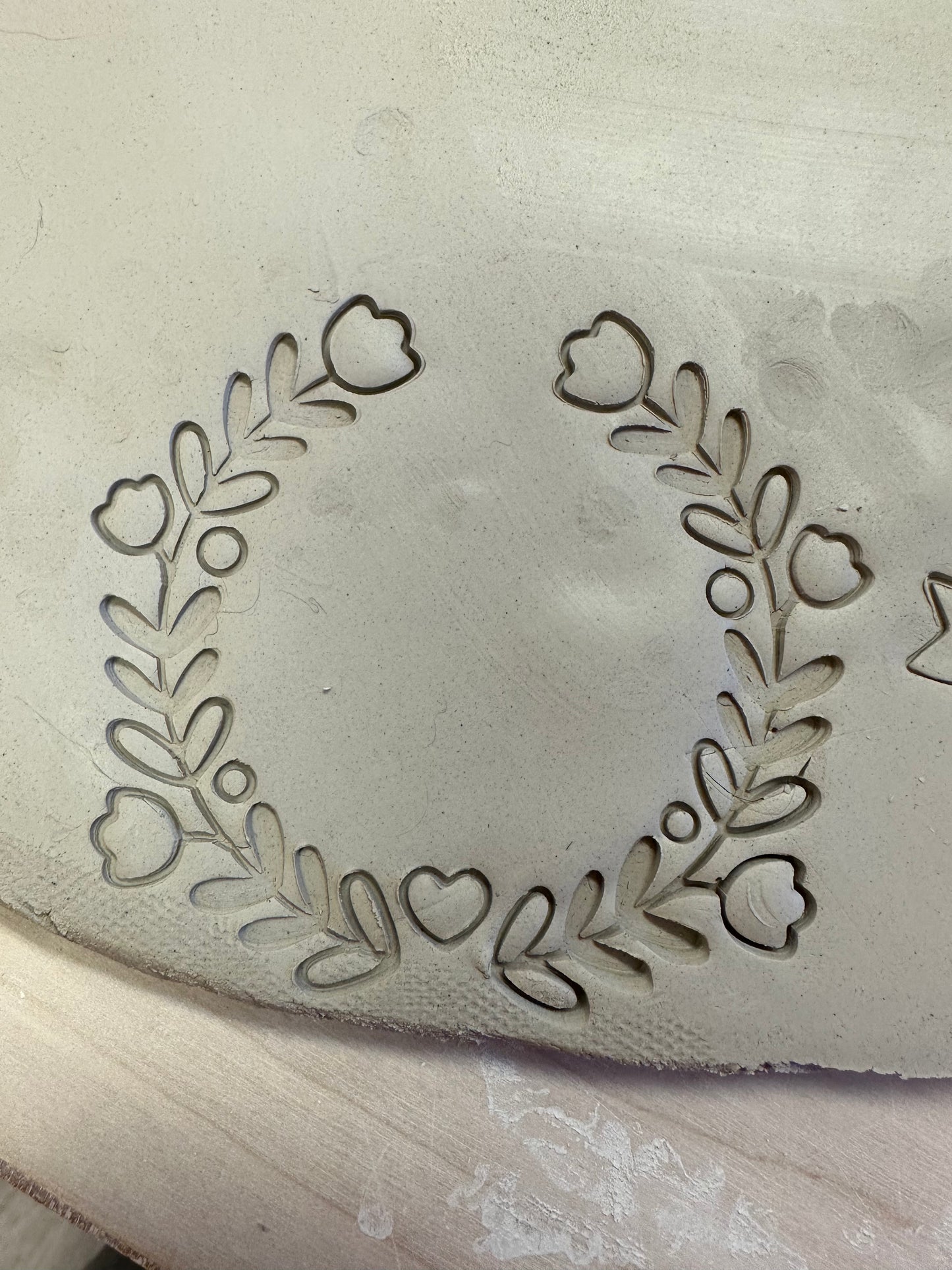 Flower Laurel pottery stamp or stencil - December 2023 mystery box, multiple sizes available