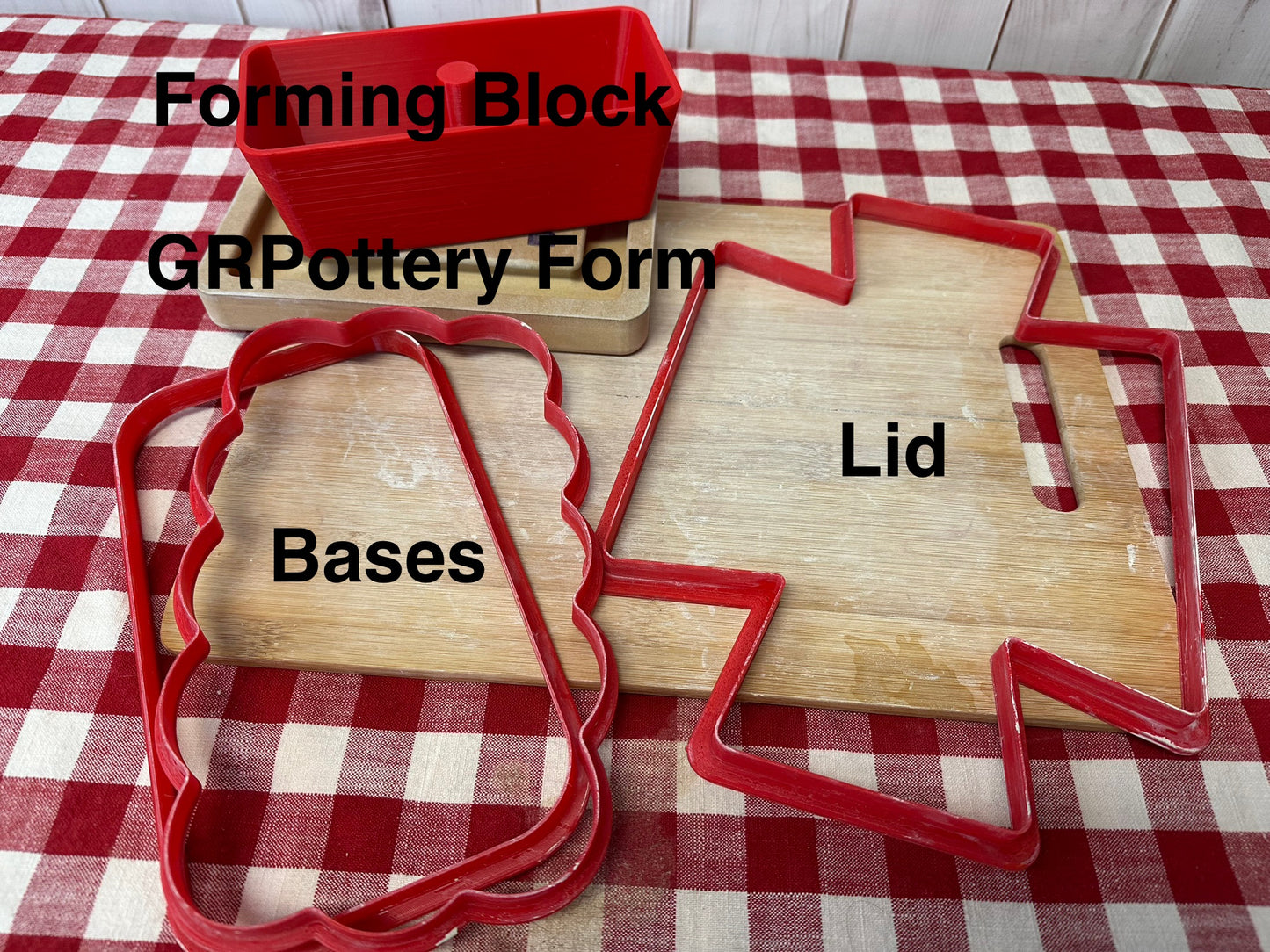 Butter Dish *NEW* Template Kit Clay Cutters, w/ Forming block and GR Pottery Wallie Form and Template - Lid and base, Set or each