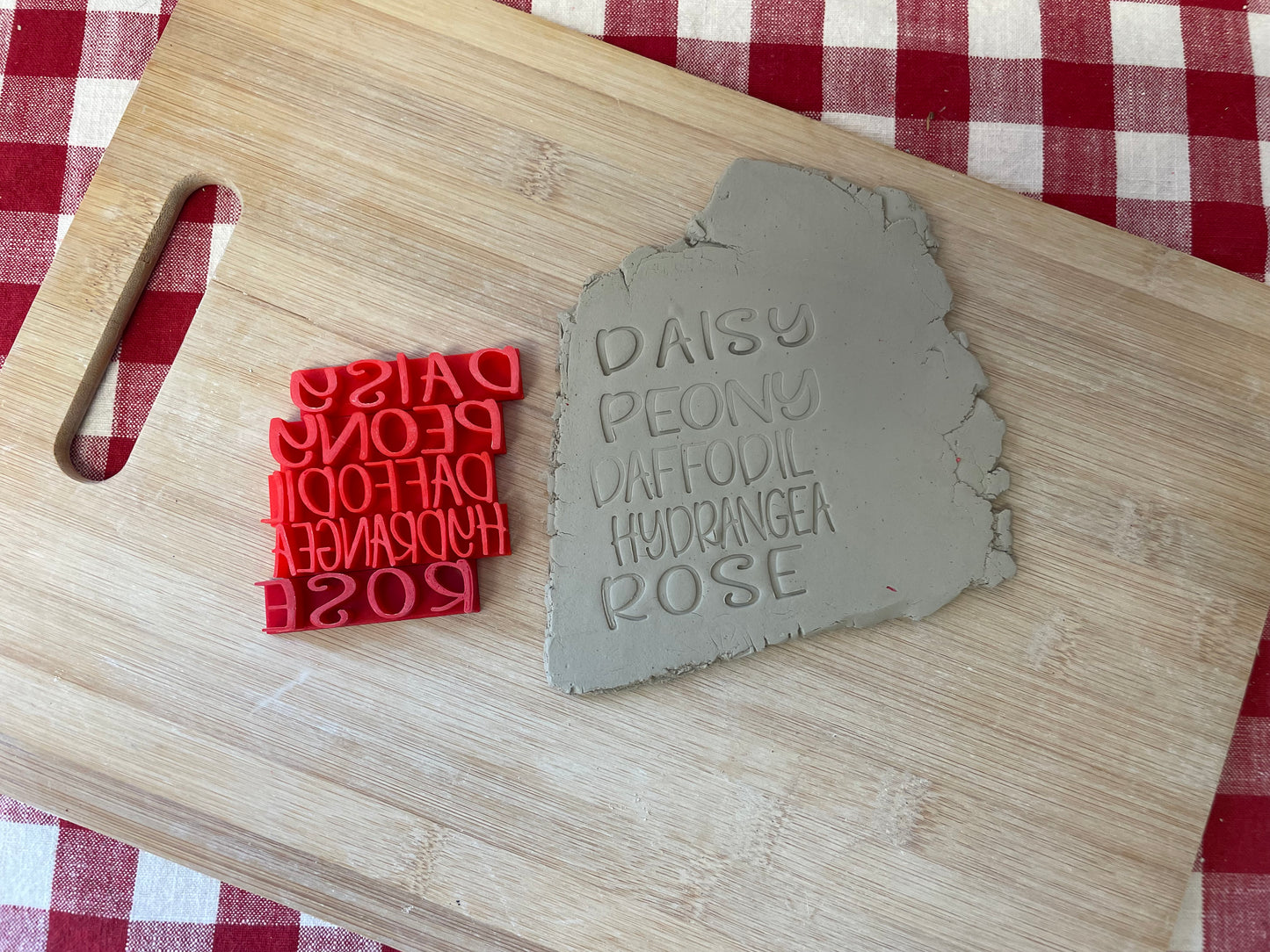 Flower Garden Stake Words Pottery Stamps - Daffodil, Peony, Rose, etc, 3D Printed, each