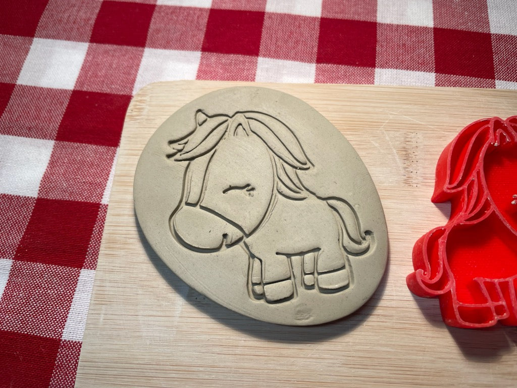 Cute Pony pottery stamp, from the May 2024 Girls Themed mystery box - multiple sizes available, 3D printed