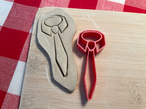 Collar and Tie pottery stamp - from the February 2024 mystery box, multiple sizes available